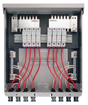 MidNite Solar MNPV8-MC4 Pre-Wired Combiner — side angle