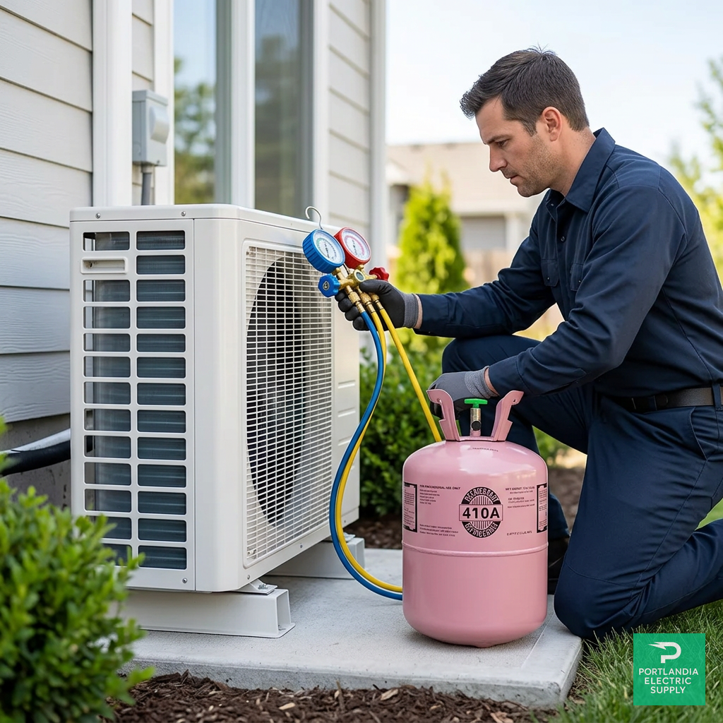 R-410A Refrigerant 25 lb Cylinder — Charging a ductless mini-split condenser, PES Supply