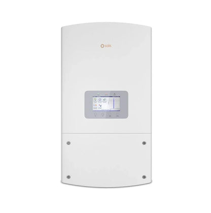 Solis 36kW 3-phase solar inverter with touchscreen display, white wall-mounted unit