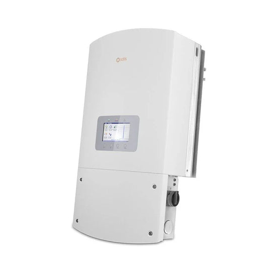 Solis 36kW 3-phase solar inverter with digital display panel, white casing, and 4 MPPT