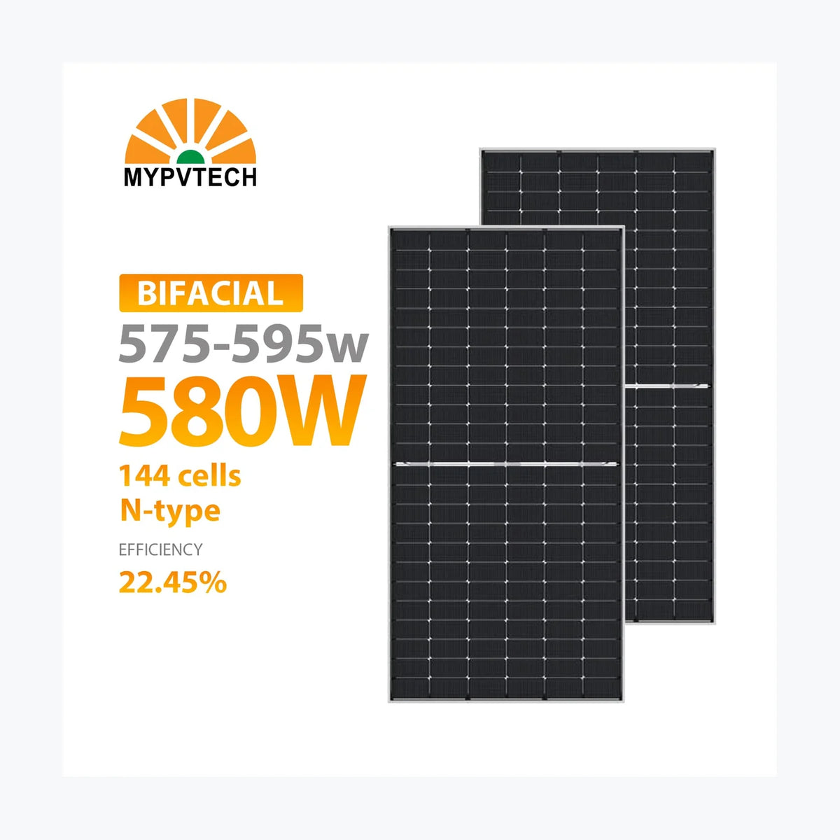 MY Solar MY-M12/120-595W — solar module render