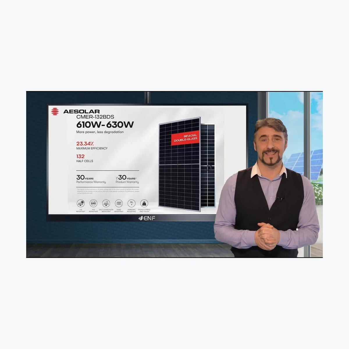 Aesolar AE 610CMER-132BDS — solar module render