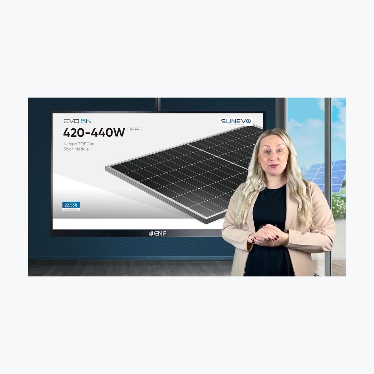SunEvo Solar SE5-54HBD 425MB — solar module render