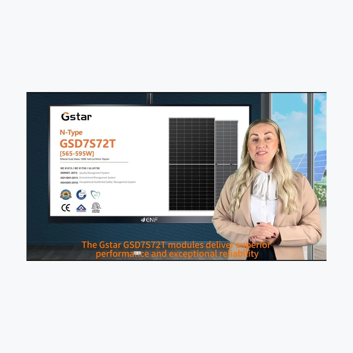 G-STAR GSD7S72T-580WT — solar module render