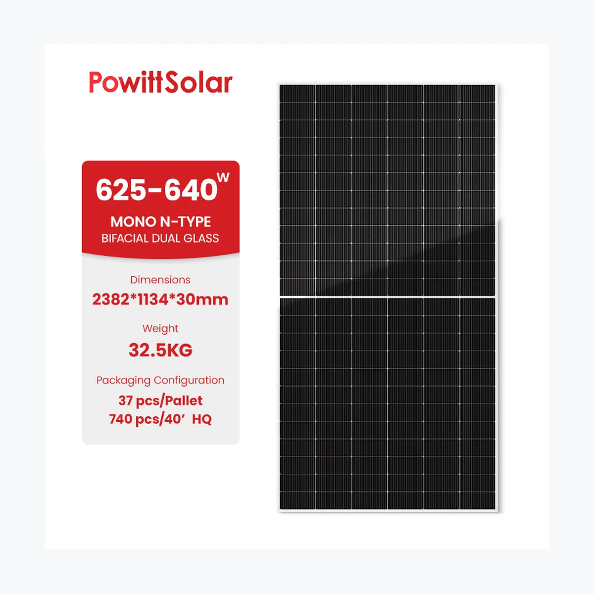 Powitt Solar PW-66M630HM10L-BD — Powitt Solar module (ENF-verified)