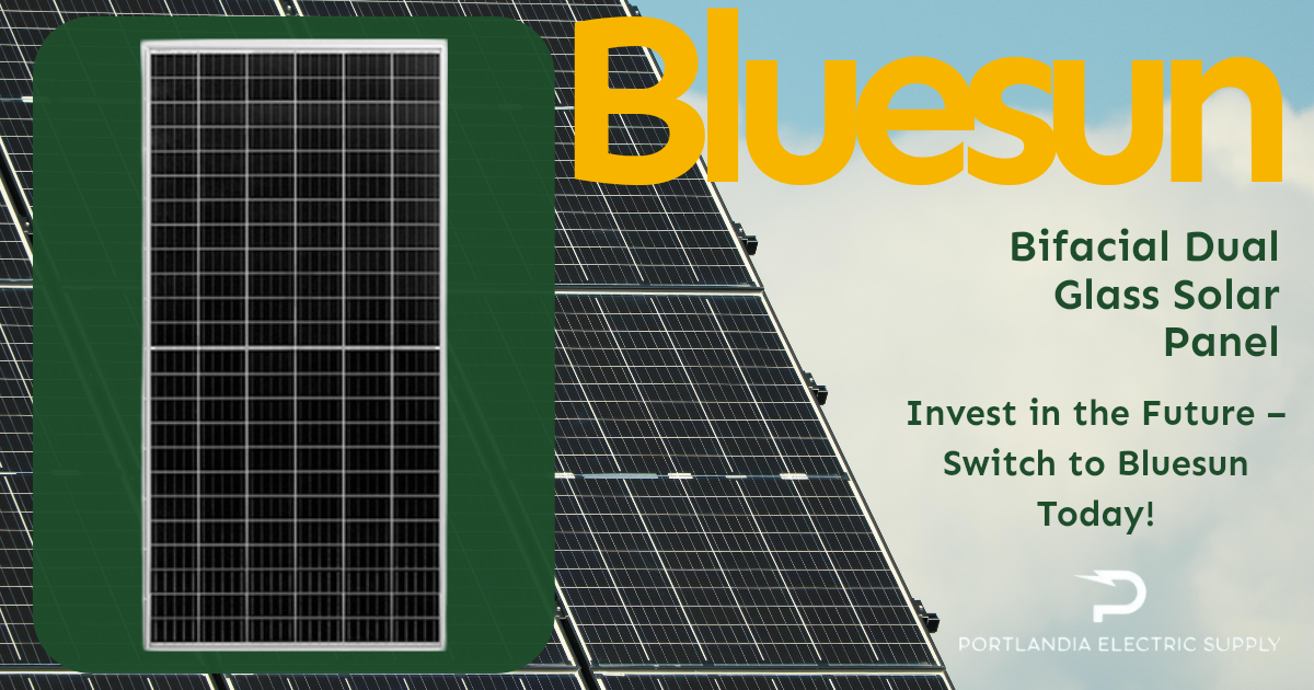 "Bluesun 550W solar panels Bifacial Dual Glass Solar Panel capturing sunlight from both sides for enhanced energy efficiency, designed for residential and commercial solar installations."
