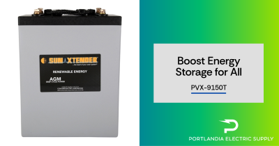 PVX-9150T AGM Battery deep cycle battery with terminal posts and labeled casing, designed for solar power